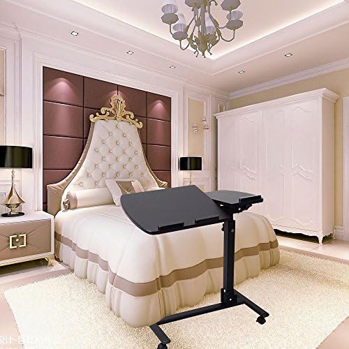Iglobalbuy Laptop Stand Table Desk Height and Angle Adjustable Notebook Computer Tray Stand Table with Rolling Castors