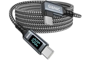 GIANAC Kabel USB C na USB C, długi 3 m, kabel do szybkiego ładowania USB C z wyświetlaczem LED, PD 20 V/5 A, kabel USB C z chipem E-Mark do iPhone 15, Macbook Pro, MacBook Air, iPad Pro, Samsung