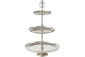 BOLTZE Classica ciotola da frutta in metallo con 3 piani di Etagere decorativo 48 centimetri argento