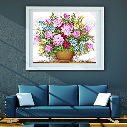 KAMIERFA Vase and Peony DIY Cross Stitch Embroidery Kit Home Decor Arts, Crafts &amp; Sewing Cross Stitch