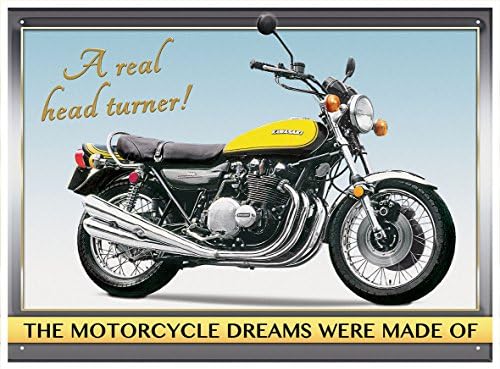 Red Hot Lemon Kawasaki Z1 Metal Wall Sign, Multi