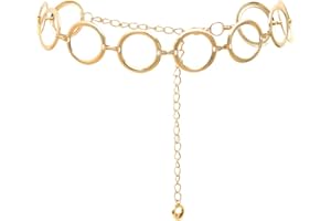 LumiSyne Fashion Belt Chain For Women Simple Metal Ring Waist Chain Gold Silver Adjustable Hook Clasp Dress Belt Body Chain For Party Wedding Daily