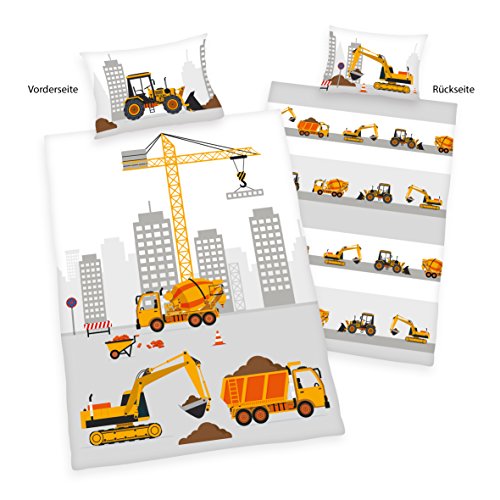 Herding 2485207063 Jana Baustelle Bettwäsche Bettwäsche-Set, Baumwolle, Mehrfarbig, 100 x 135 cm - 2