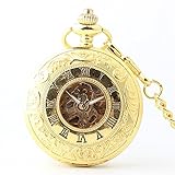Easy Go Shopping Exquisite Goldene Taschenuhr Boutique Double Open Herren und Damen Business Mechanische Taschenuhr mit Kette