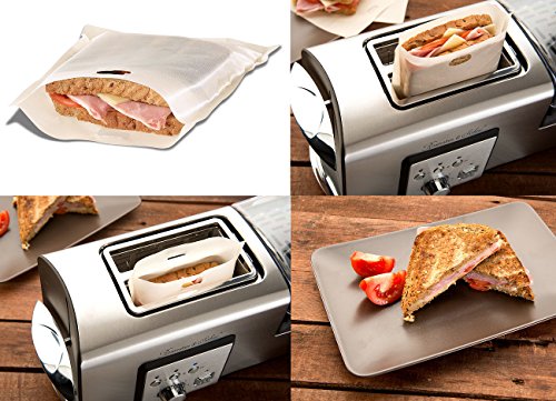 Rosenstein & Söhne 3x Dauer-Antihaft-XL-Toastabags für Toaster, Mikrowelle & Backofen - 3