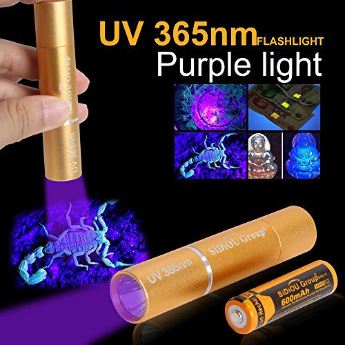 Sidiou Group UV 365nm Mini-Taschenlampe LED-Leuchtstoffmittel Detektor Lichter UV-LED-Taschenlampe mit 14500 600mAh Lithium-Batterie - 9