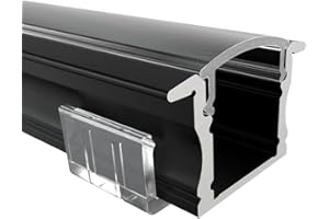 Alumino | LED Aluminiumprofil Schwarz | 200 cm | Einbauprofil | Semi Abdeckung | für 12 mm LED-Streifen | m | Main