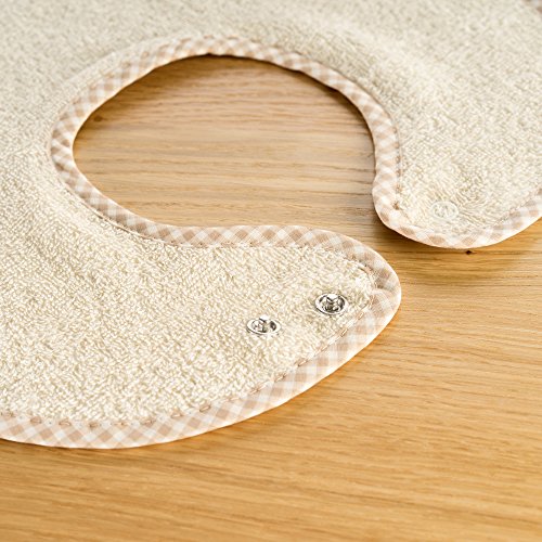 2er Set Riesen Baby-Lätzchen mit Druckknopf / 30×46 cm/ Schadstoffgeprüft nach Öko-Tex Standard 100 / Frottee – 100 % Baumwolle – Natur Braun - 3