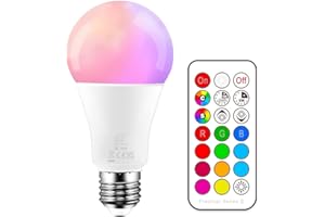 iLC Kolorowe źródła światła LED RGBW lampa przyciemniana kolorowa lampa centralna 10 W E27 Edison RGB LED żarówki - Dual Memory - 12 kolorów - bezprzewodowy pilot zdalnego sterowania w zestawie