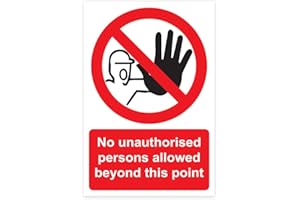 RDLCAR No Unauthorized Persons Allowed Beyond This Point - Safety Warning Sign, Off Limits, You Are Not Allowed At This Point Signage, Easy Installation, Rigid PVC, 300mm x 400mm Pack of 1