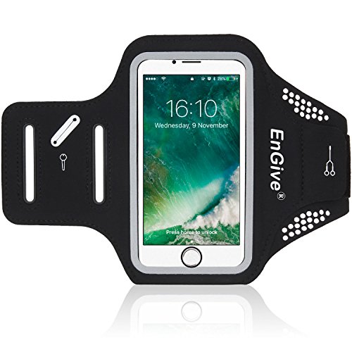 EnGive iPhone 7Â Plus Armband Waterproof Case for Mobile PhoneÂ â€“Â Identify Hole, Fitness, Adjustable Sports Gym Running Armband Case Holder with Key Ring for iPhone 7Â Plus Case/Cover suitable for Running, Gym, Jogging, Hiking, Riding, Gardening, Cycling UWS