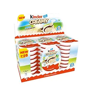 Kinder Creamy Pack of 24 Milky and Cocoa Chocolate with Extruded Rice, 456 g