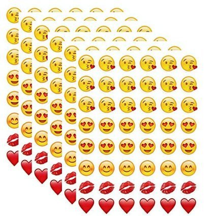 6 Bögen 48st Emoji &Herz Liebe Kuss Aufkleber Kuessen fiuer Brief Tagesbuch Karten