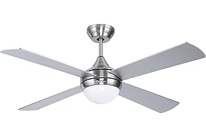 Ovlaim 122CM Ventilatore da Soffitto con Luce e Telecomando, Motore DC Silenzioso 6 Velocità, LED lampadario ventilatore, Timer, adatto per l'estate e l'inverno, 4 Pale