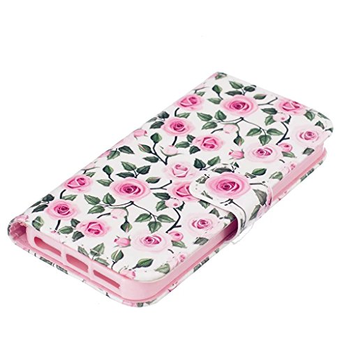 MUTOUREN Schutzhülle Case für iPhone SE 5 5S Prägung Blumen Geprägte indische Mandala Muster Buch-Stil Bookstyle Handyhülle Schutzhülle Taschen Anti-scratch Bumper et Shock Absorption Magnetverschluss Magnet Etui + Metall Touch-Pen, Kleine Rose - 4