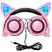 Produktbild MallTEK Kinder-Kopfhörer mit Katzenohr, LED on-Ear-Headset, Zusammenklappbar, Kompatibel mit PC/Android Smartphone/iPhone/iPad/Samsung/MP3/MP4 und Anderen Geräten mit 3,5-mm-Stecker, Rosa