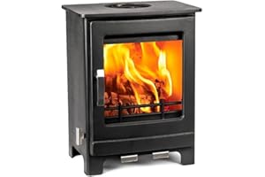 Mazona Ripley Multi Wood & Fuel Fireplace - 4kW | Freestanding Steel Wood Burner & Smokeless Fuel Burning Stove Heater with Airwash System | Eco Emissions, DERFA Approved | Matte Black