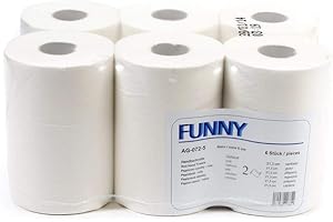 Funny Handtuchrolle mit Spezialkern, für Markenfreie Spendersysteme, 2 lagig hochweiß, 21, 3 cm, circa 100 m, 5er Kern, 1er Pack (1 x 6 Stück)