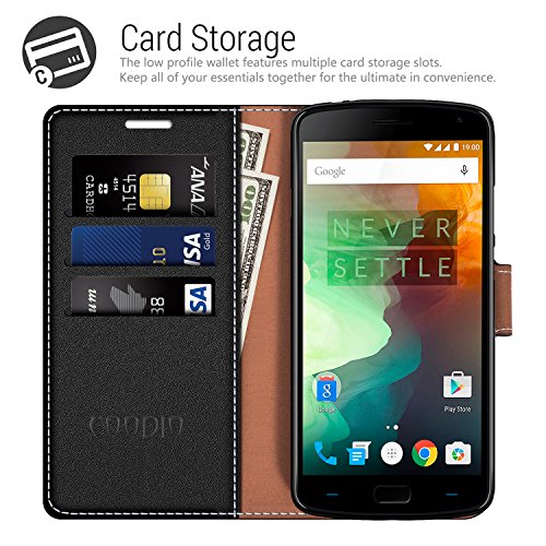 Coodio OnePlus 2 HÃ¼lle Leder LederhÃ¼lle Ledertasche Wallet HandyhÃ¼lle Tasche SchutzhÃ¼lle mit Magnetverschluss / KartenfÃ¤cher fÃ¼r OnePlus 2, Schwarz