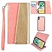 Produktbild CellularOutfitter Apple iPhone X Ultrasuede Block Flap Wallet Case - Metallic Design w/ Detachable Matching Case and Wristlet - Pink/Gold