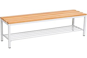 ‎FURNI24 furni24 Bank Umkleidebank, Sitzbank für Umkleideräume mit Schuhrost BxHxT: 100x42x40 cm, Umkleidesitzbank, Umkleidebank, Garderobenbank, Sportbank, Bank mit Echtholz für Fitnessstudio