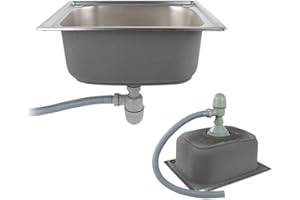 Willonin Évier de Cuisine en Inox,Évier de Cuisine en Acier Inoxydable 1 Bac Inox avec Raccords de Vidange,Evier à Encastrer,Downcomer en acier inoxydable 201+ plastique (50 * 40 * 20 cm)