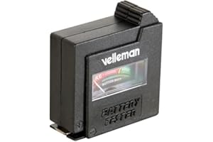 Velleman Testeur de piles, analogique, pour piles standard (AAA, AA, C, D, E-block 9 V) et piles boutons, compact, portable