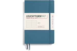 LEUCHTTURM1917 363399 Carnet de notes Medium (A5), Couverture souple, 123 pages numérotées, Stone Blue, pointillé