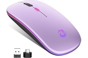 BQSS Souris Sans Fil Rechargeable, Souris Rétroéclairée de 7 Couleurs, Souris Silence Optique 1200-1600 DPI Réglable avec Mini Récepteur USB 2,4 GHz, pour Mac,Ordinateur,PC,Windows,Ordinateur Portable