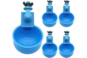 HISUNFARM 5 Pcs Automatic Poultry Cup Chicken Water Drinker for Chicks Ducks Quail, Birds Water Dispenser, 3/8 Inch Thread (Blue)