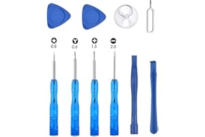 CLABMROEC Reparatur-Set mit 10-teiligem Öffnungswerkzeug, P2 Pentalobe + Kreuz + Schlitz + Tri-Point Y000 Schraubendreher-Set, kompatibel mit iPhone 11 Pro X XS XR 8 Plus 7 6S 6 SE 5S Apple Watch