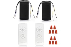 QIACHIP Kit de Télécommande Universelle pour Ventilateur de Plafond avec Sourdine - Réglage à 3 Vitesses, Contrôle de la Lumière et 4 Minuteries, 2 Sets Sans Fil