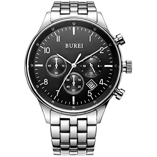 BUREI Herren Armbanduhr Quarz Chronograph Edelstahl BM-7006-51E BUREI Herren Armbanduhr Quarz Chronograph Edelstahl BM-7006-51E