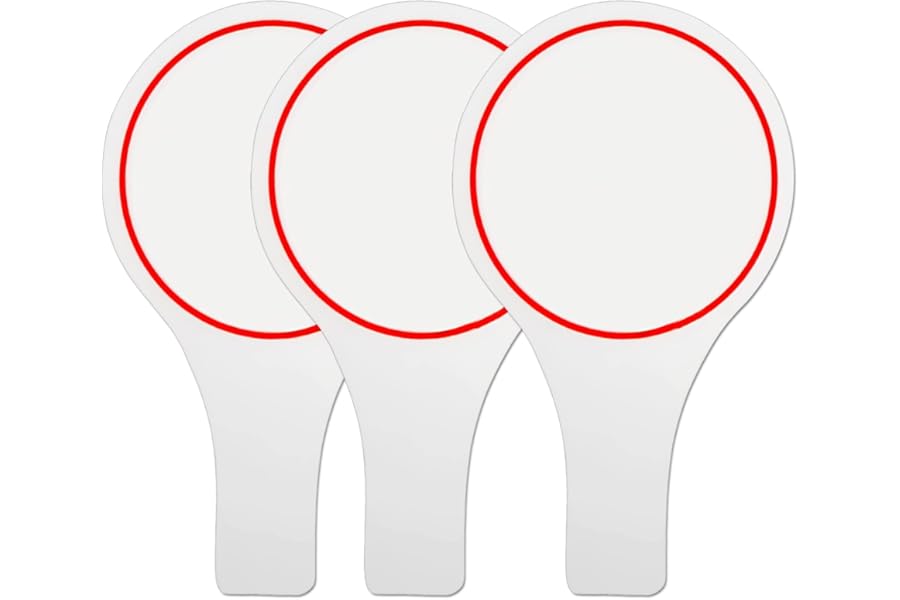 Zynqo 3 Pcs Strictly Paddles Erasable, Blank Dry Erase Answer Paddle White Writing Scoreboard Single Side Handheld Round Response Blank Score Paddles for Students Teachers Judges School Classroom