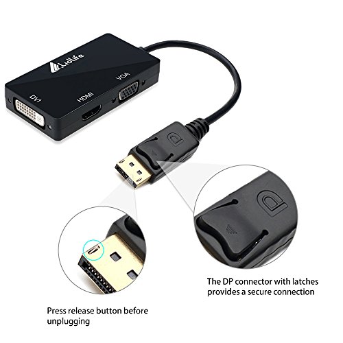Displayport zu HDMI / DVI / VGA Lidlife M0401 DisplayPort Stecker auf Buchse 3-in-1 Adapter Konverter Kabel - 8