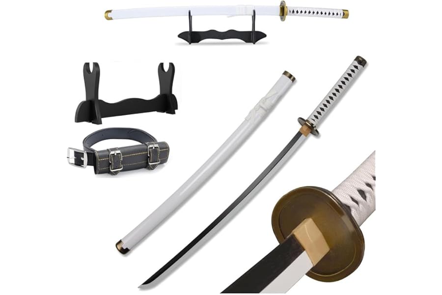 Udekit Japanese Anime Ninja Wooden Sword Kitetsu,Shusui,Wado Ichimonji,Tanjiro Katana-104cm,with Katana Belt and Katana Holder,for Cosplay Props Toys