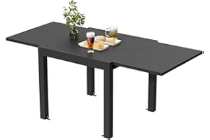 JUMMICO Table de Jardin, Extensible, en Aluminium, Table à Manger, de Camping, Table Pliante Extérieure, Table de Balcon, Pieds Réglables, 80 x 160 cm, Gris