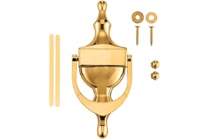 FIXINGS DIRECT® Door Knocker Victorian Urn Door Knocker for Front Door, Classic Door Knocker Universal Fixing Included Or Self Adhesive Door Furniture Front Door Knocker (Polished Gold)