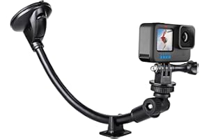 Aozcu Soporte Ventosa para Cámara para GoPro, Soporte Coche Salpicadero y Parabrisas con Brazo de Cuello de Cisne para GoPro Hero 10 9 8 MAX 7 6 Session, Crosstour, Victure, Apeman, Cámara de Tablero