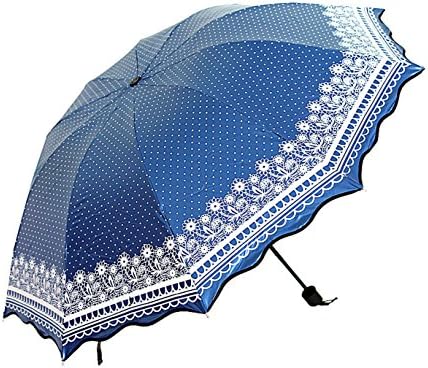 SBBCW Large 10 Bones Shade Couple Anti-ultraviolet Three Fold Print Sun Umbrella