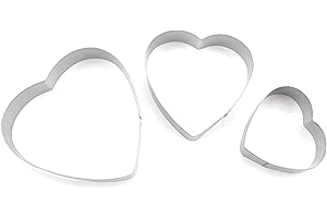 JOY STORE Formine per biscotti in acciaio inox. Taglia biscotti a forma di cuore. Set di 3 pezzi.