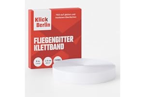 ‎KLICK BERLIN Klick Berlin Fliegengitter Klettband Extra Stark Weiß | 8 Meter lang 16 Millimeter breit selbstklebend | 8M 16MM | Insect Stop Band | Klebestreifen Fliegengitter Klettband Fliegengitter