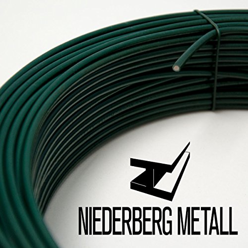 NIEDERBERG METALL 70m Spanndraht Zaundraht Ø 3,8mm Bindedraht Gartendraht Basteldraht Metall Zaun Zubehör Draht Drahtrolle Maschendraht | PVC-Ummantelung | Grün - 3