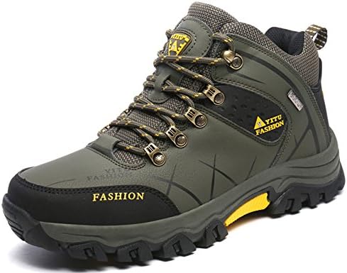 ONENICE Men's Hiking Boots High Top Trekking Shoes Non Slip Outdoor Warm Waterproof Walking Climbing Sneakers (G-18 Green, 8 UK(label 43: foot length 26.5cm))