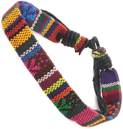 Woven Fabric Stripes and Chequered Multicoloured Adjustable Design Unisex Whirlybird Fantastic Fashionable Trendy Bracelet Band perfect for the Beach Summer Music Festival New