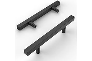 Amerdeco 10 Pièces Poignee de Meuble Cuisine Acier Inoxydable Noir Entraxe 96mm pour Porte d'armoire Poignées de Porte de Cuisine