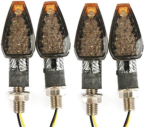 14 LED Motorcycle Indicators E MARK 2 Set Motorbike Turn Light Signal Light Blinker Amber for Honda Yamaha Suzuki Kawasaki Ducati KTM BMW Triumph