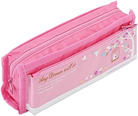 UPERE Student Pen Pencil Case Bag Coin Purse Pouch Cosmetic Makeup Stationery Storage Bag (pink)