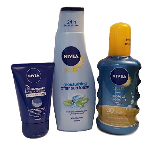 NIVEA SUN SUMMER SKINCARE SET - SUN SPRAY - AFTER SUN LOTION - SHOWER BODY MILK