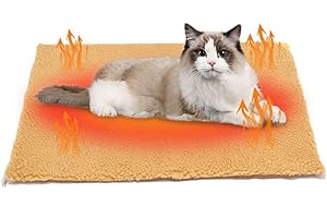 ZOYDP Heizdecke für Katzen, Waschbar Selbstheizende Katzendecke, Katzendecke für Katzen, Katzendecke Selbstwärmend, 60x45 cm Wärmedecke Katze, Heizdecke Katze, Selbstheizende Decke Katze (Gelb)
